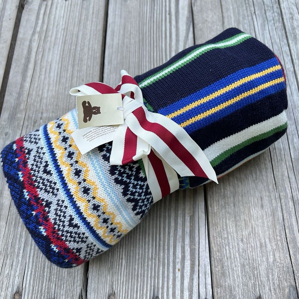 Baby Gap Fair Isle Crazy Stripe Diamond Fleece Knit Knitted Sweater Boy Blanket